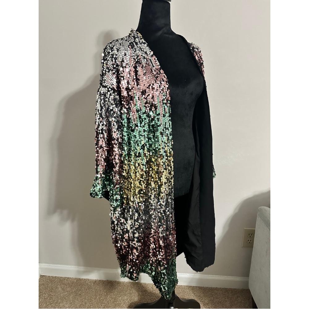 Multicolor Sequin Open Front Jacket
